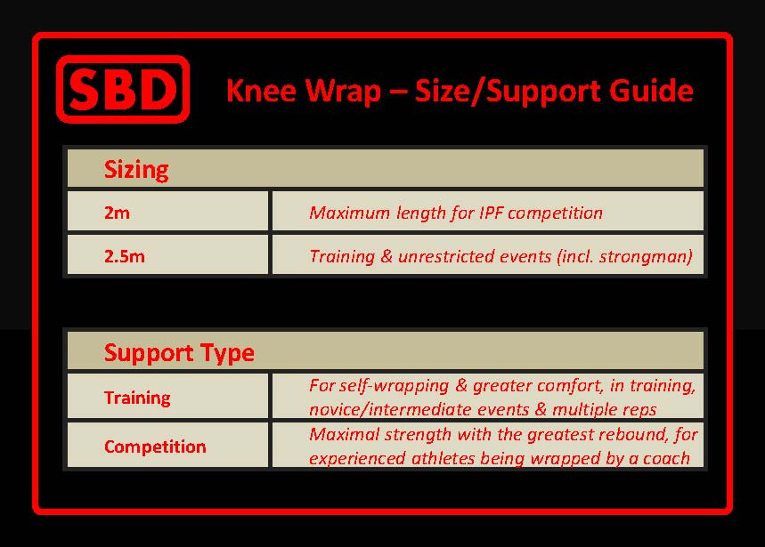 SBD Knee Wraps Sizing Guide